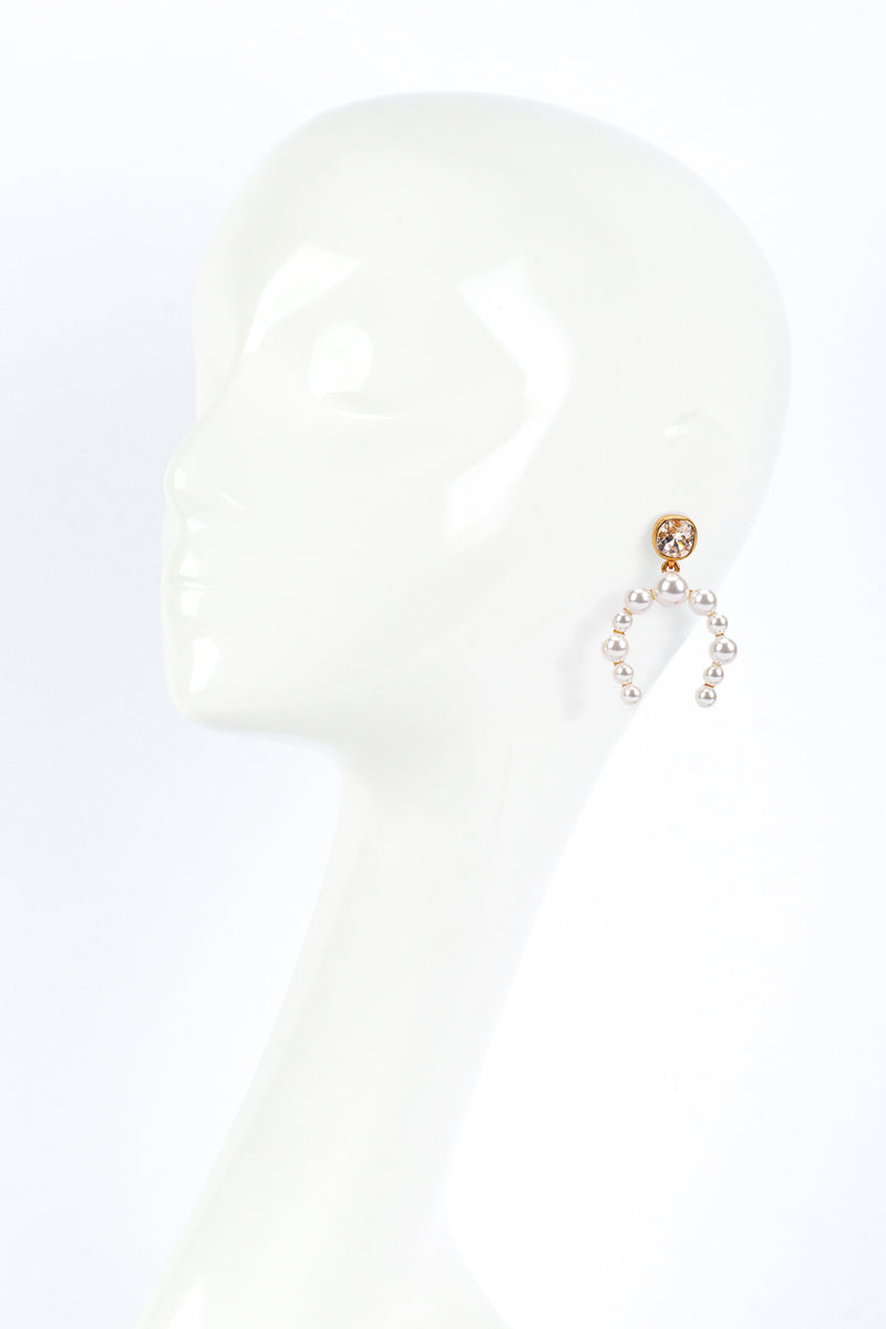 Vintage Oscar de la Renta Gold Pearl Horseshoe Earrings on mannequin @recess la