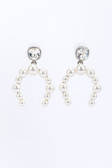 Vintage Oscar de la Renta Silver Pearl Horseshoe Earrings front @recess la