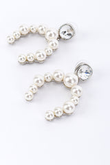 Vintage Oscar de la Renta Silver Pearl Horseshoe Earrings closeup @recess la