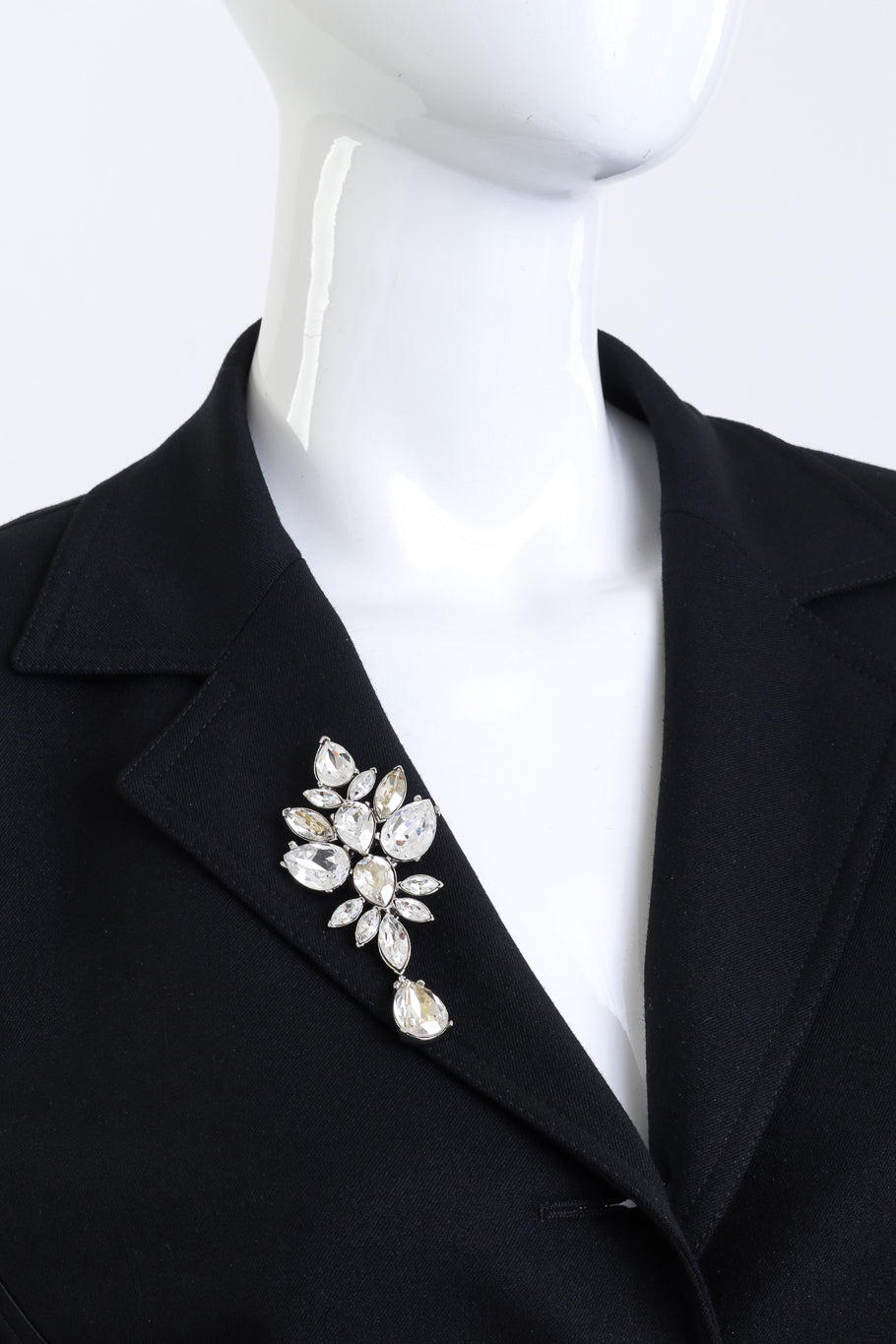 Vintage Oscar de la Renta Crystal Cluster Brooch on mannequin @recess la