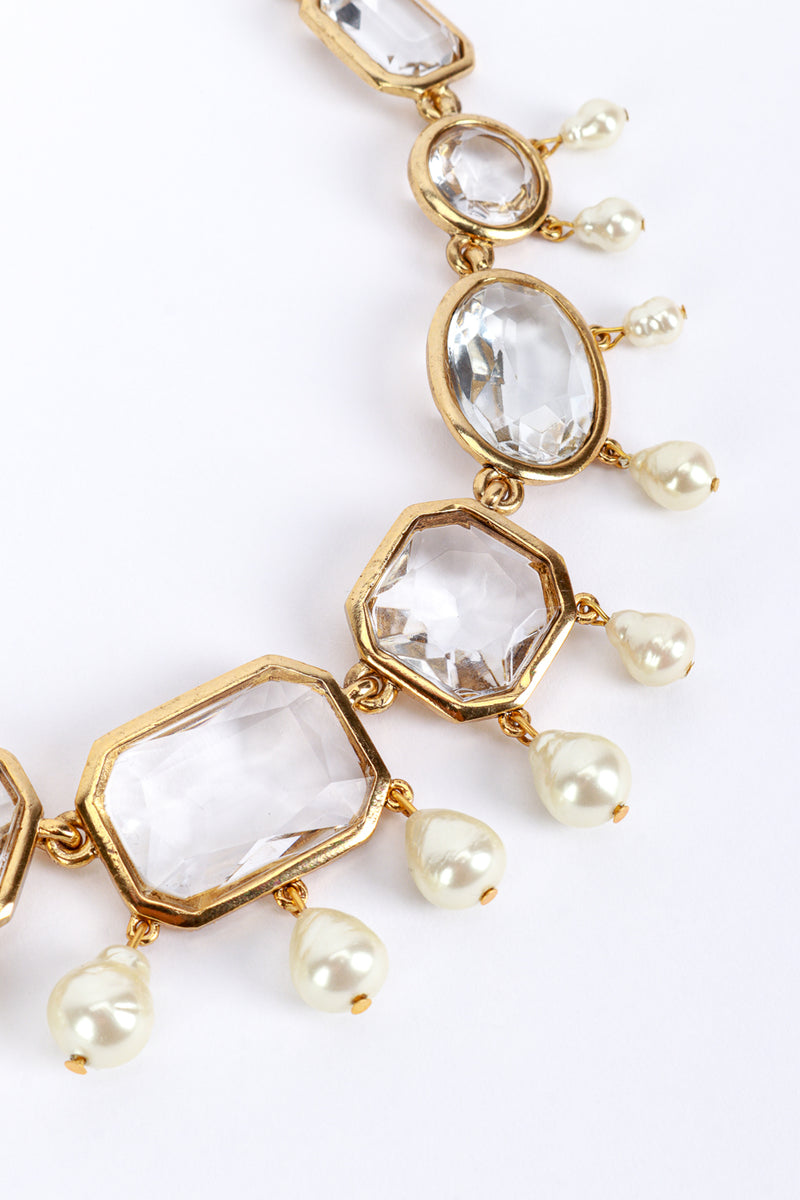 Vintage Oscar de la Renta Crystal & Pearl Bauble Necklace detail @recess la