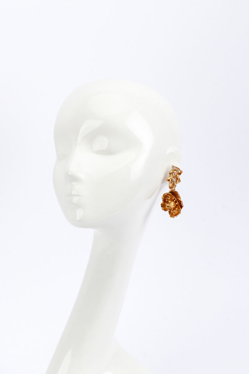 Vintage Oscar de la Renta Anemone Flower Drop Earrings worn @RECESS LA