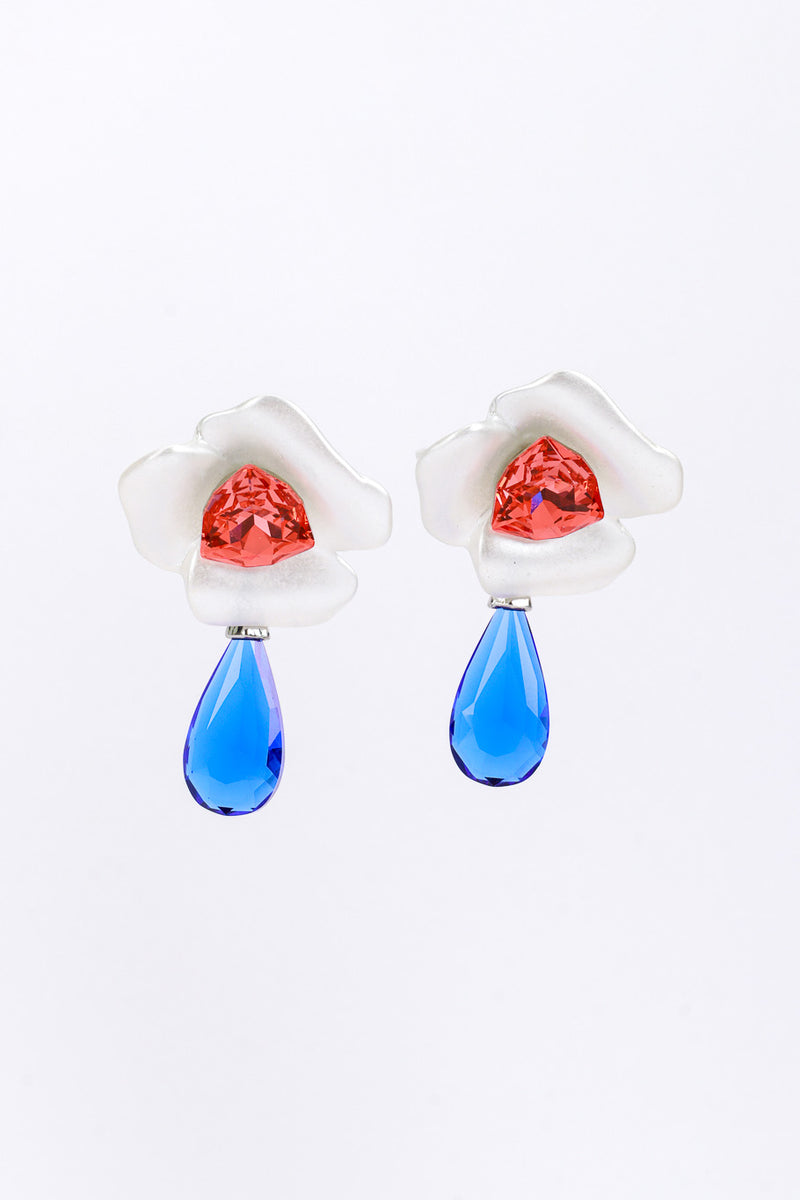 Vintage Oscar de la Renta Colorblock Crystal Flower Earrings @RECESS LA