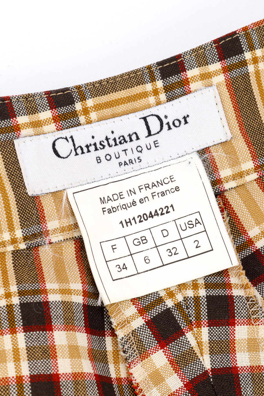 Vintage Christian Dior Plaid Wool Pant signature label closeup @recessla