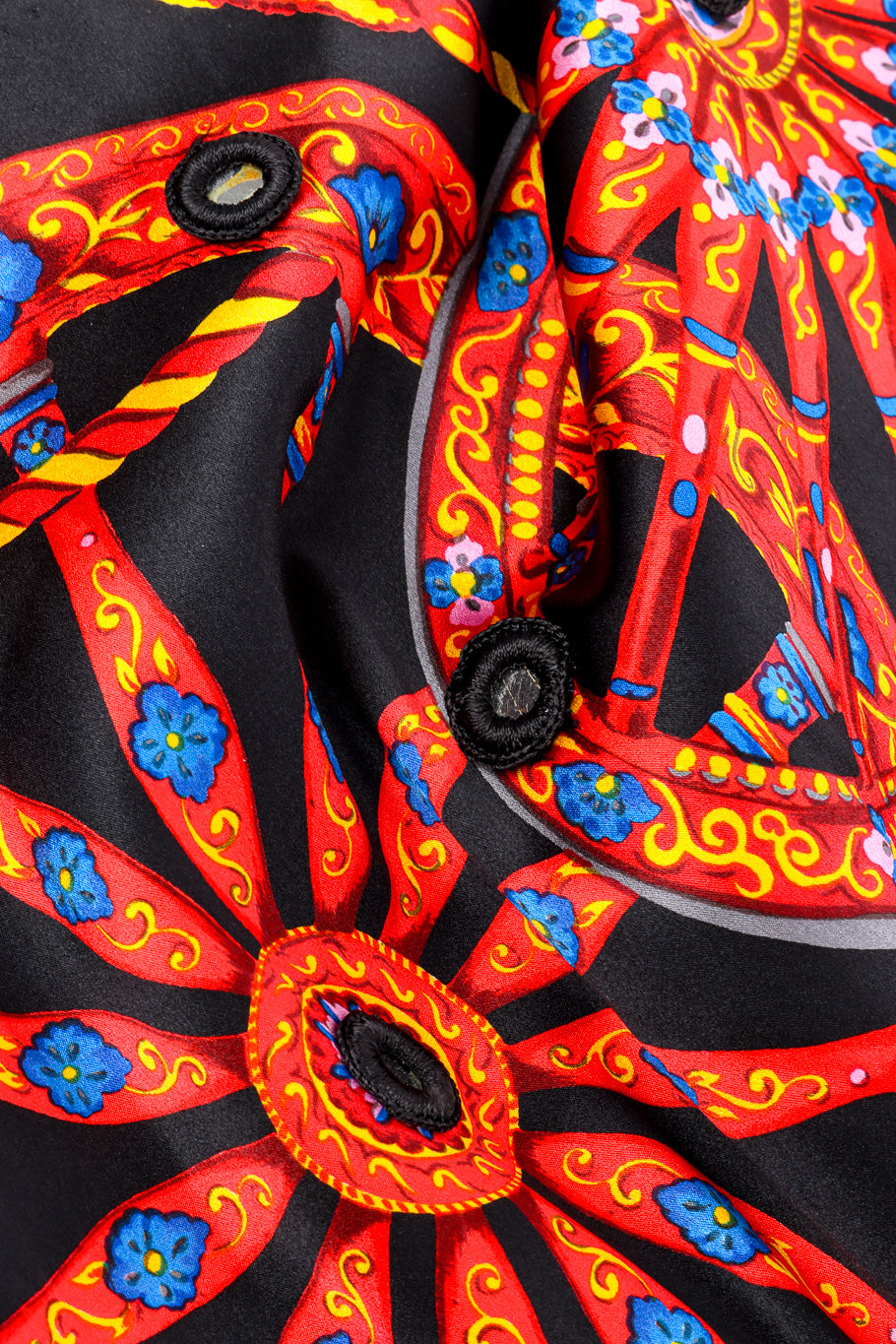 Dolce & Gabbana Wheel Mirror Silk Gown fabric closeup @recess la