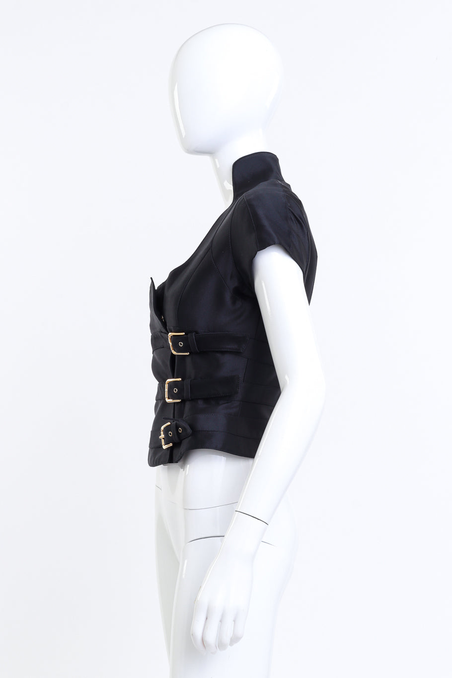 Dolce & Gabbana Buckle Corset Silk Vest on mannequin @RECESS LA