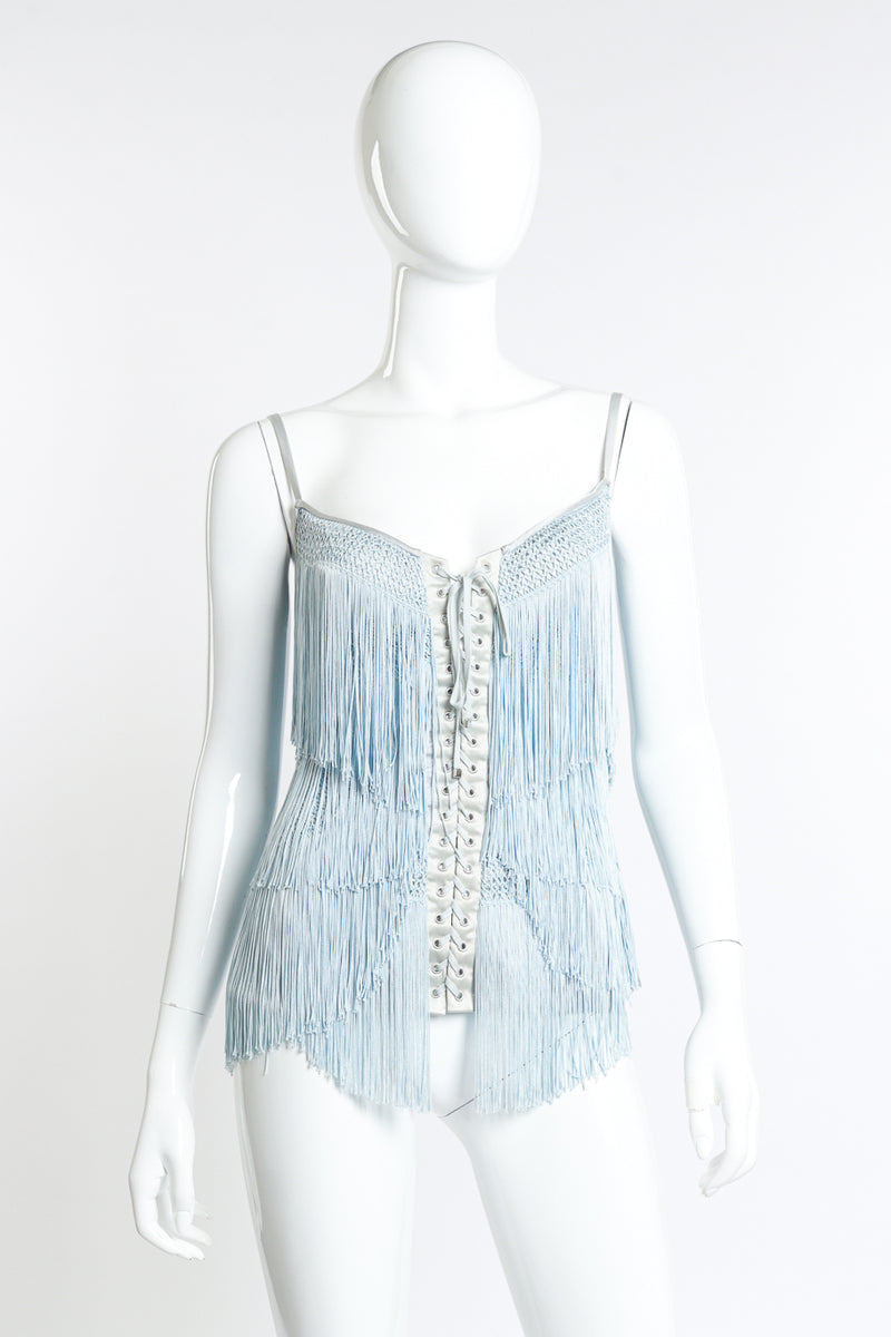 Dolce & Gabbana Fringe Fishnet Corset Top front mannequin @RECESS LA