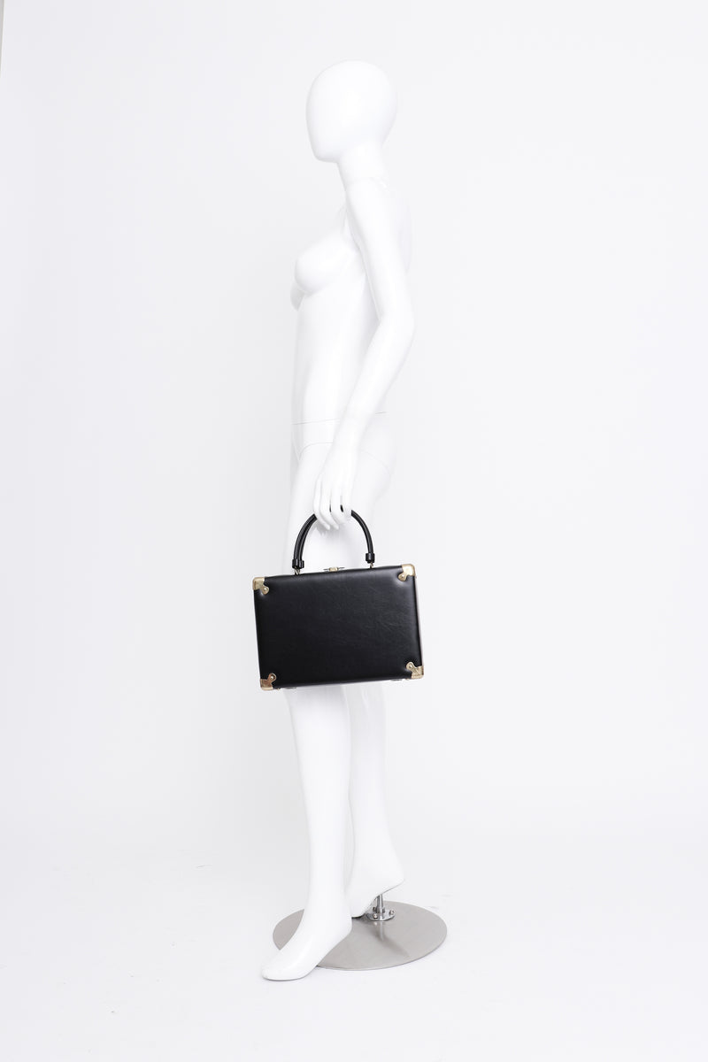 Black Leather Box Bag by Delill on mannequin @ recess LA