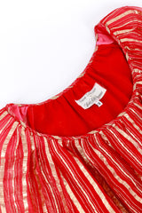 Vintage Diane Dickinson Lamé Striped Maxi Dress neckline detail @RECESS LA