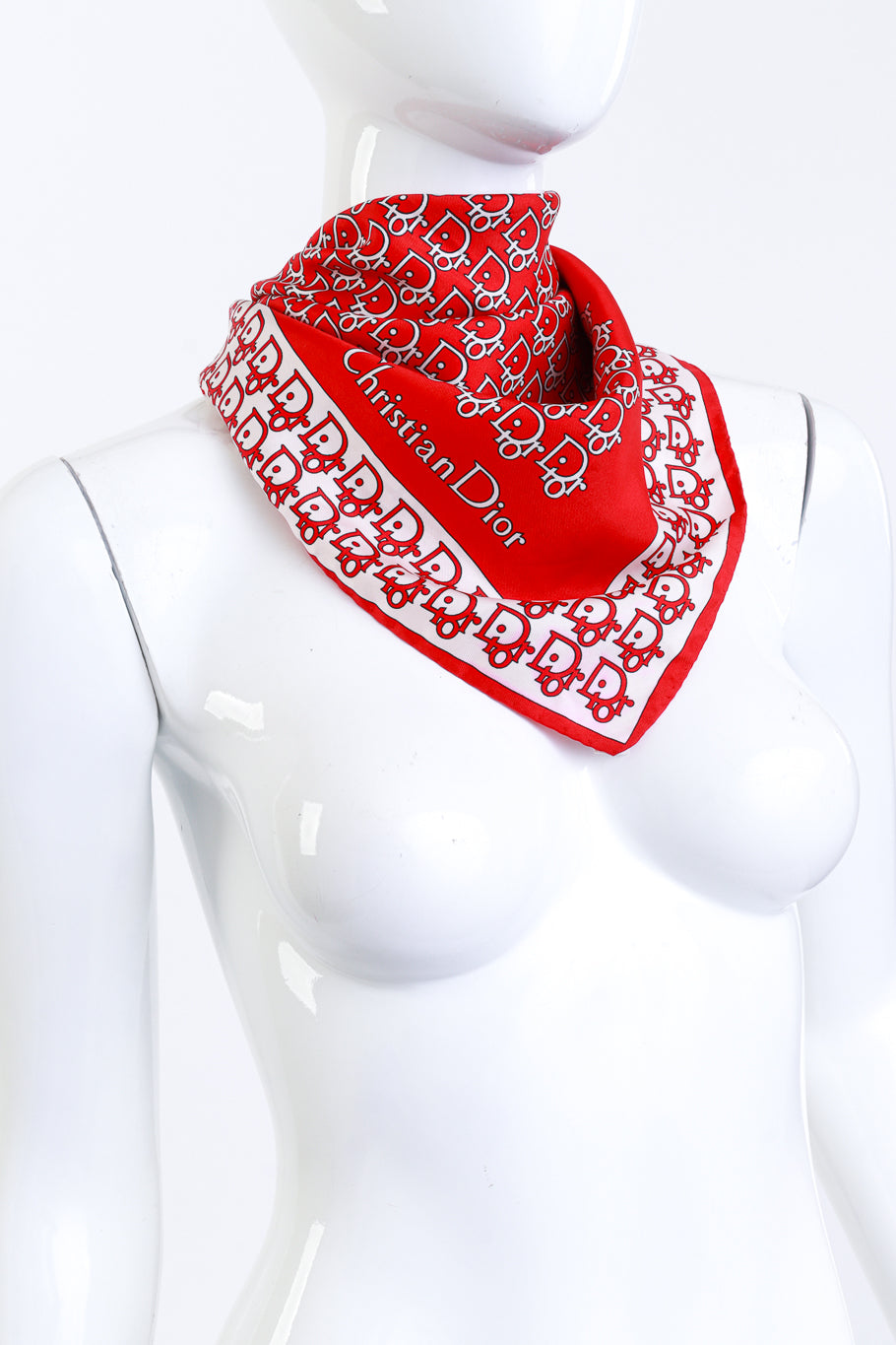 Vintage Christian Dior Logo Print Scarf tied around mannequin neck @recess la