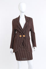 Vintage Christian Dior 3-Piece Pinstripe Skirt Suit front on mannequin @recess la