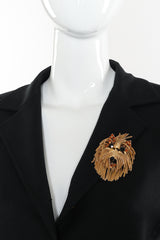 Vintage Dominique DeTora Fringe Chain Dog Brooch on mannequin @recessla