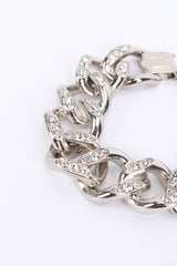 Vintage Kenneth Jay Lane Silver Rhinestone Curb Chain Bracelet detail @recess la