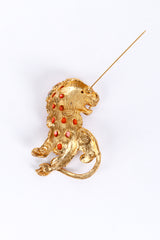 Kenneth Jay Lane Crystal & Coral Stone Lion Brooch open @RECESS LA