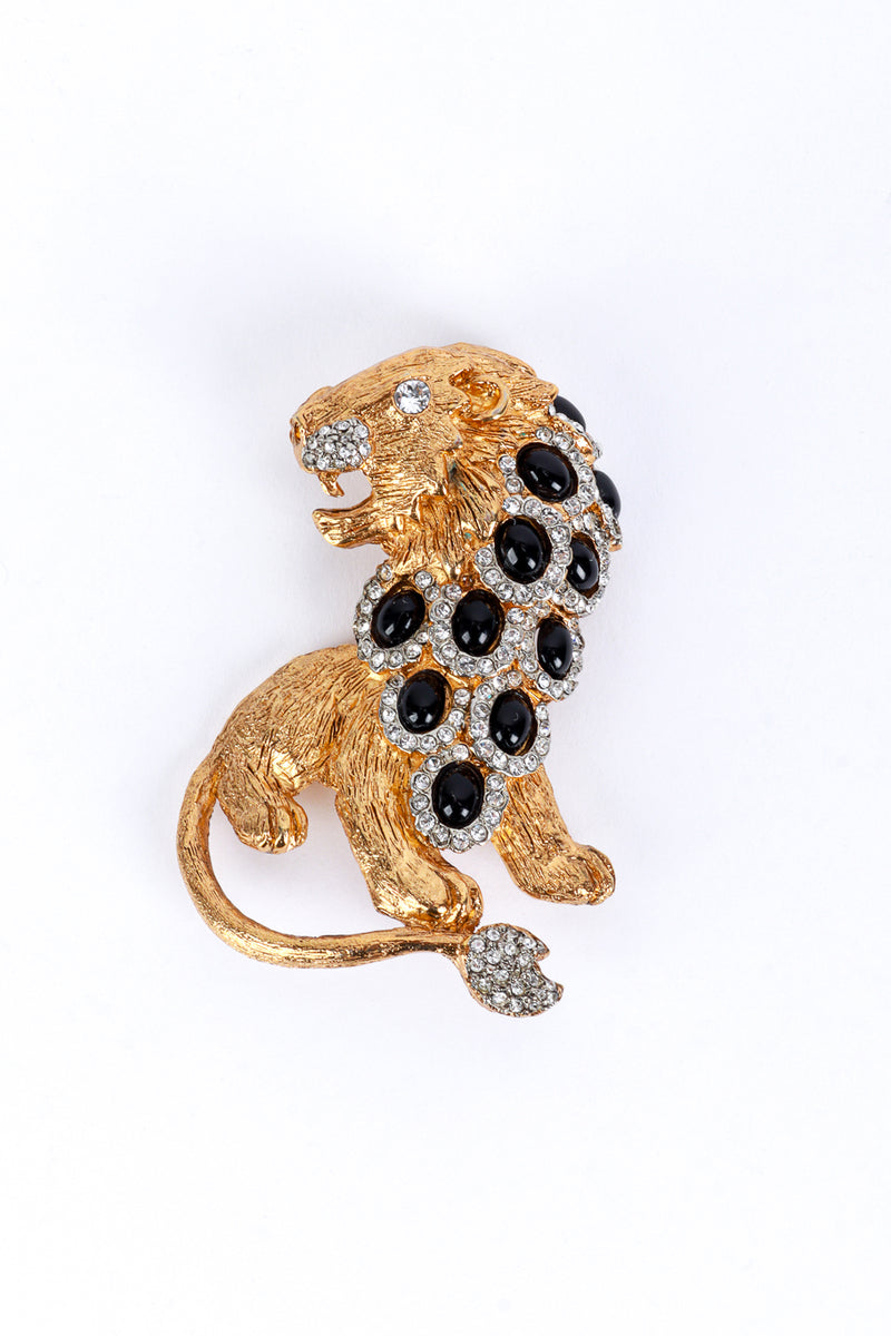 Kenneth Jay Lane Crystal & Black Stone Lion Brooch @RECESS LA