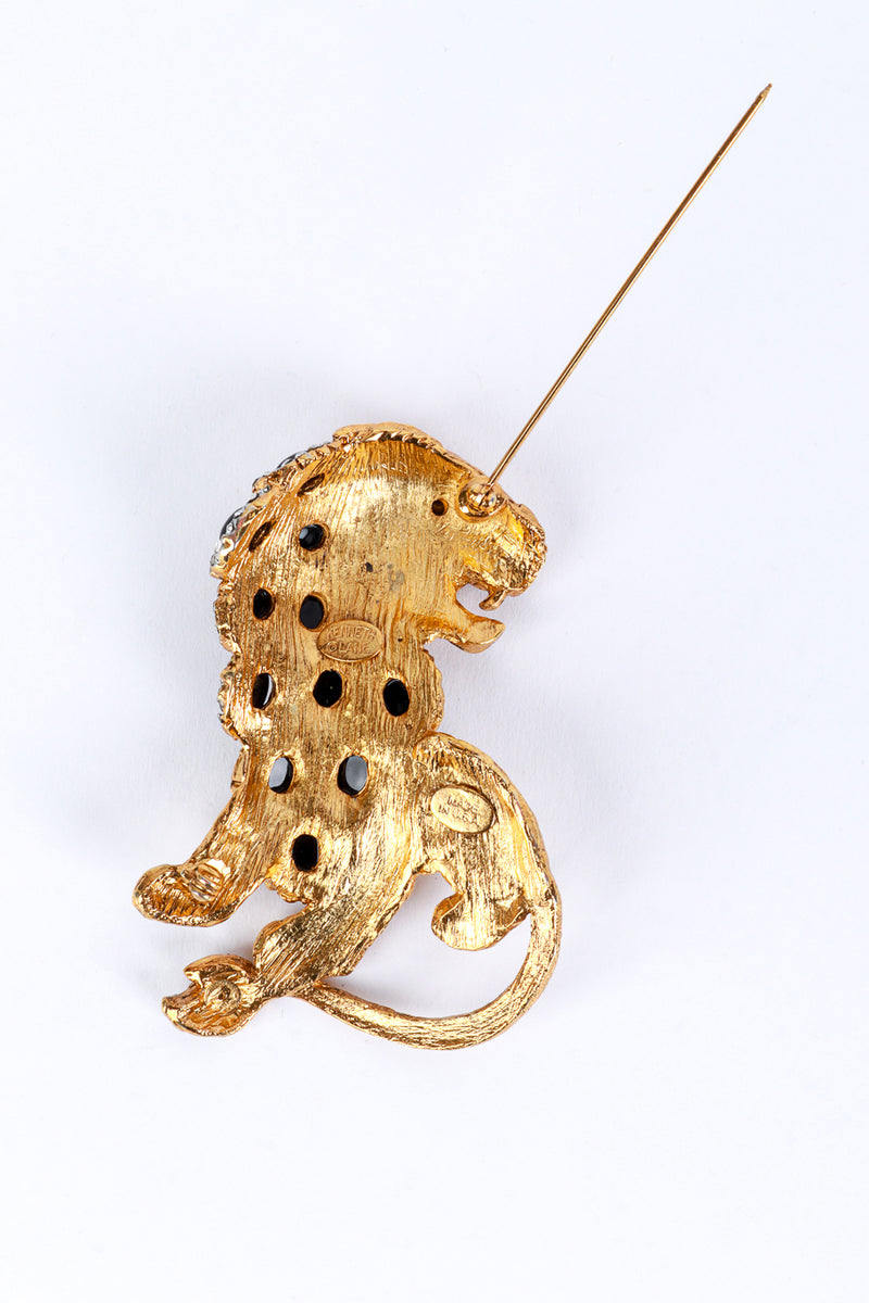 Kenneth Jay Lane Crystal & Black Stone Lion Brooch open @RECESS LA