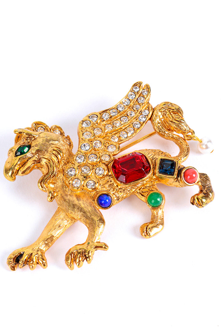 Kenneth Jay Lane Bejeweled Griffin Brooch detail @RECESS LA