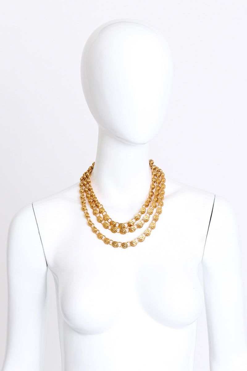 Kenneth Jay Lane Triple Strand Coil Link Necklace worn @RECESS LA