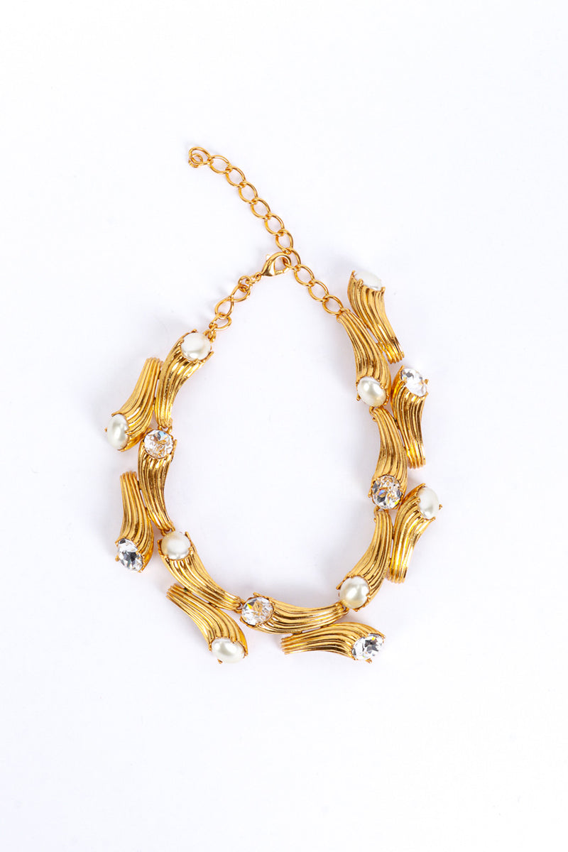 Kenneth Jay Lane Crystal & Pearl Cornucopia Collar Necklace @RECESS LA