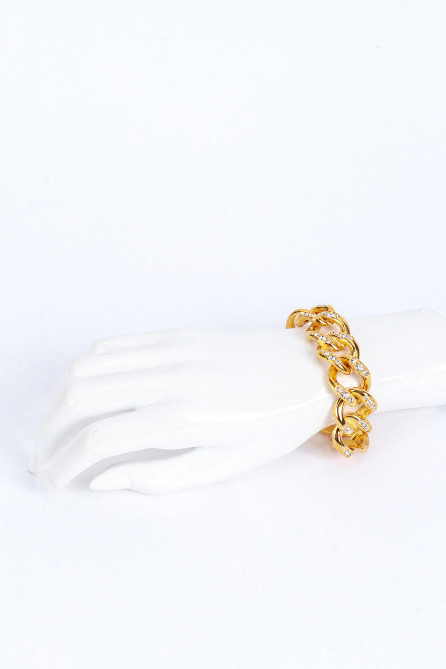 Kenneth Jay Lane Gold Rhinestone Curb Chain Bracelet worn @RECESS LA