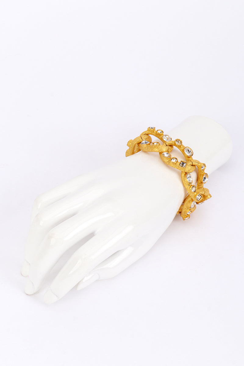 Vintage Kenneth Jay Lane Crystal Cable Chain Bracelet on mannequin hand @recess la