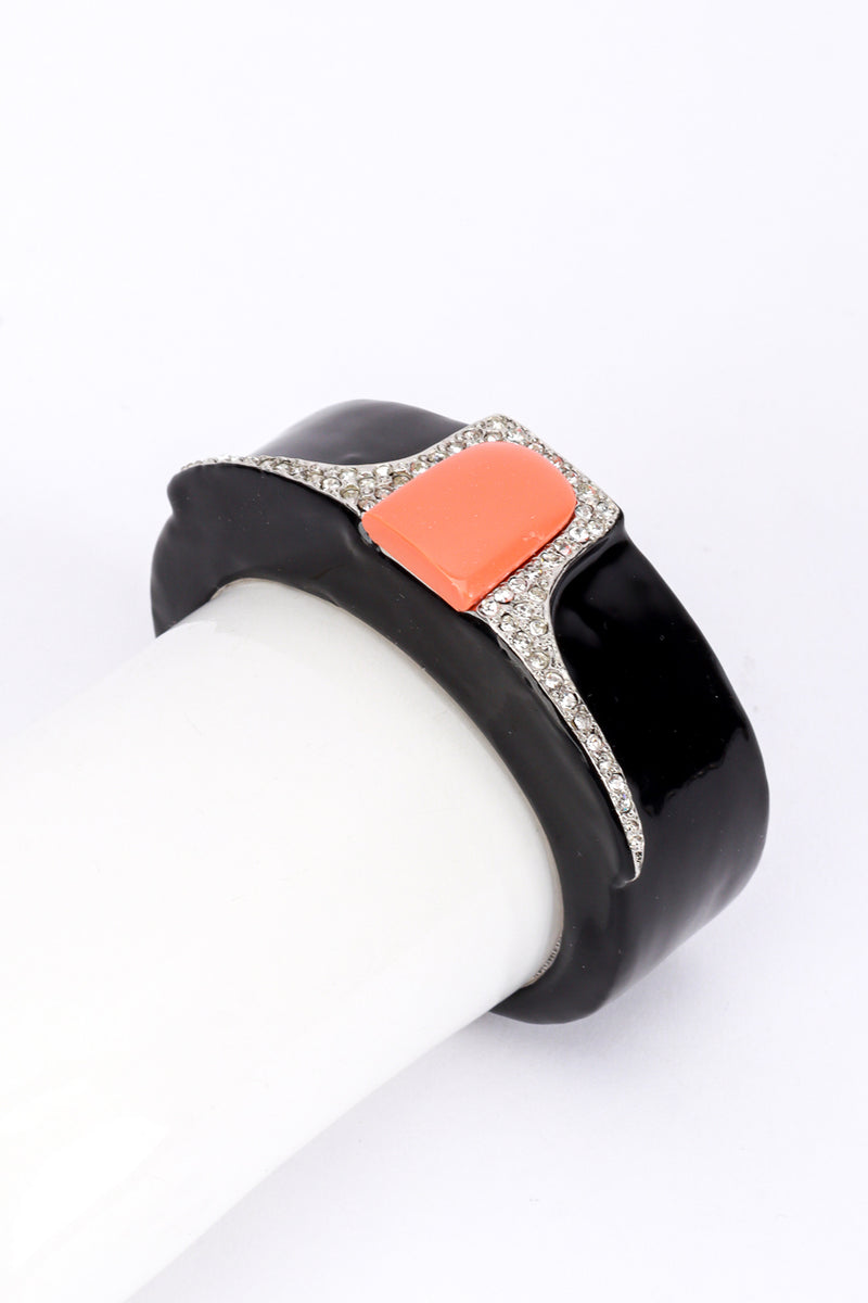 Vintage Kenneth Jay Lane Art Deco Enamel & Rhinestone Cuff Bracelet II on mannequin @recess la