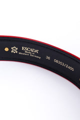 Vintage Escada Roman Clock Leather Belt signature closeup @recessla