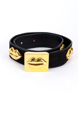 Vintage Escada Lip Studded Suede Belt front rolled up @recess la