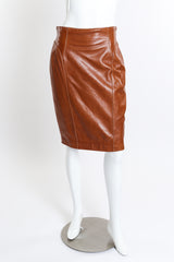 Vintage Escada Leather Fringe Jacket & Skirt Set skirt front on mannequin @recessla