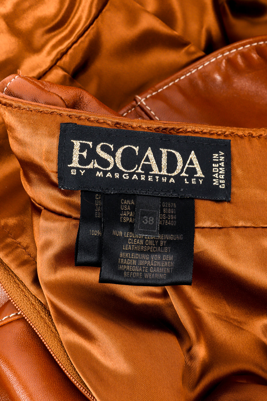 Vintage Escada Leather Fringe Jacket & Skirt Set skirt signature label @recessla