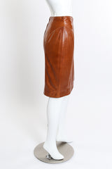 Vintage Escada Leather Fringe Jacket & Skirt Set skirt side on mannequin @recessla