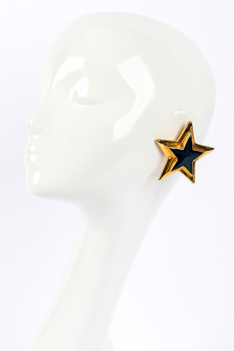 Vintage Escada Enamel Star Plate Earrings II on mannequin @recessla