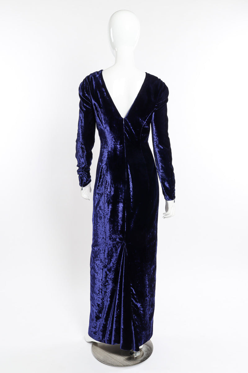 Velvet V-Back Gown by Escada on mannequin back @recessla