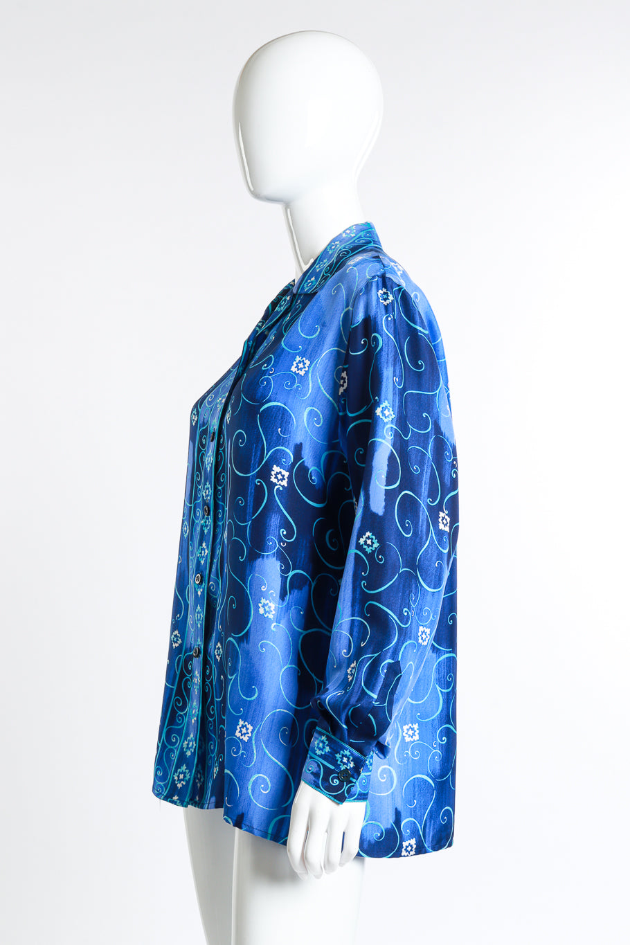 Watercolor Swirl Blouse by Escada on mannequin side @recessla