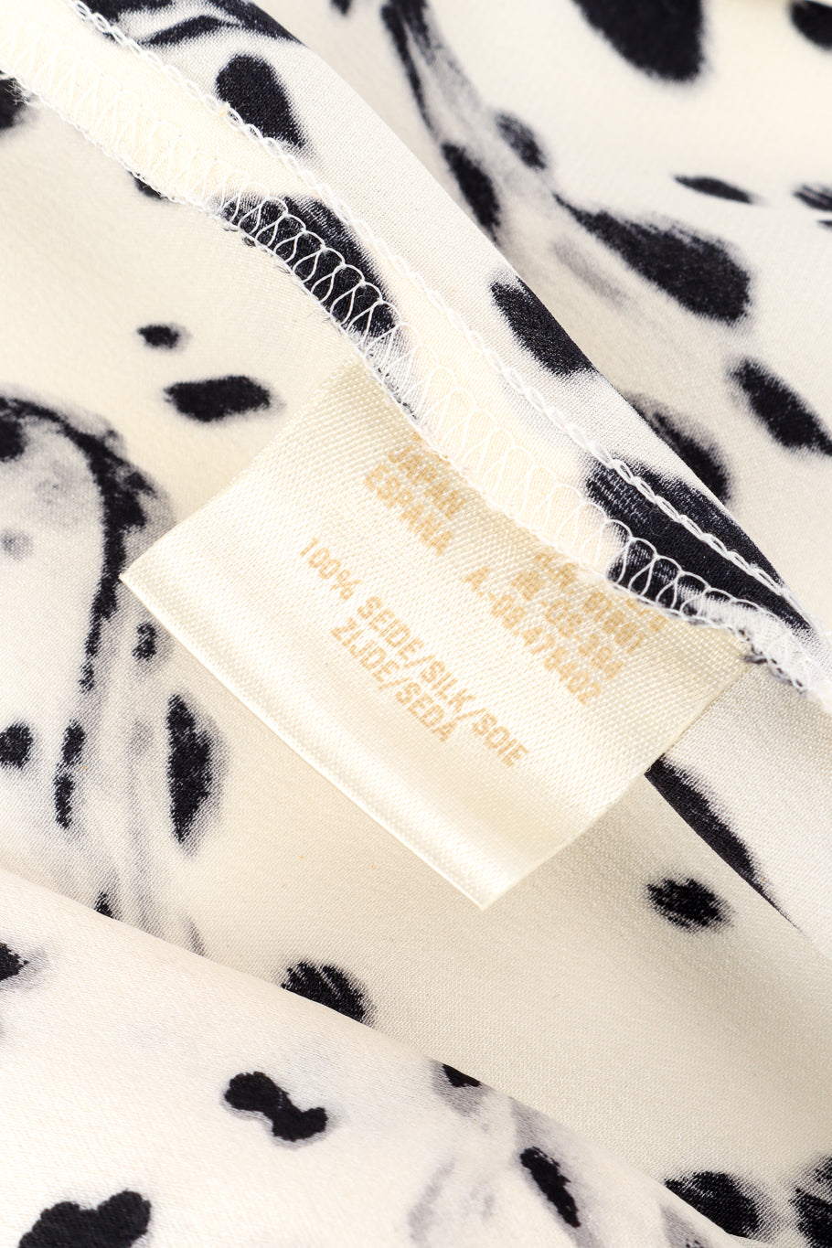 Vintage Escada Dalmatian Print Blouse inside care label @Recess LA