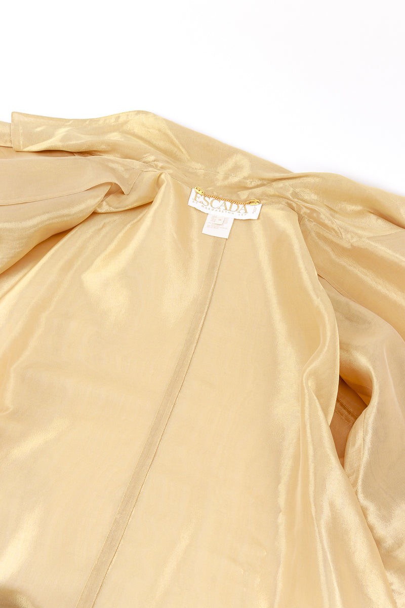 Escada Oversized Golden Silk Trench Coat lining @RECESS LA