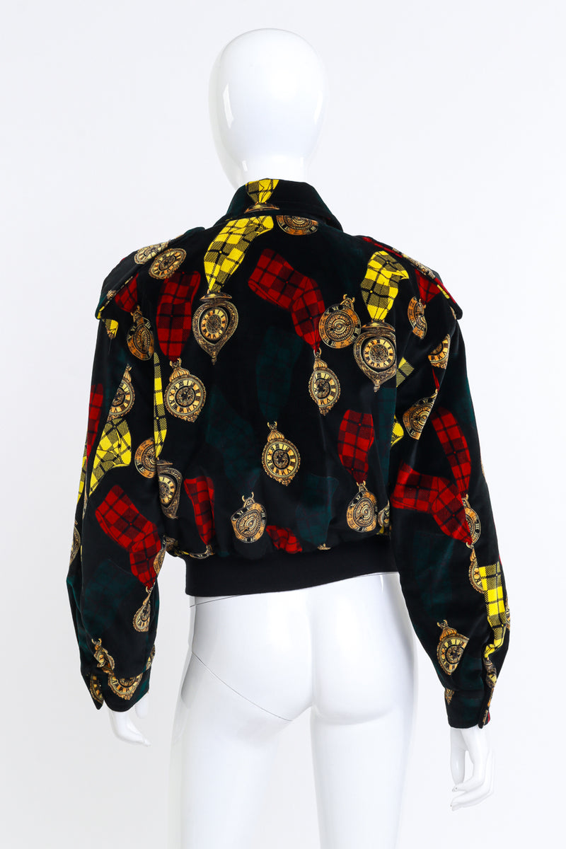 Escada Clock Print Velvet Bomber Jacket back @RECESS LA