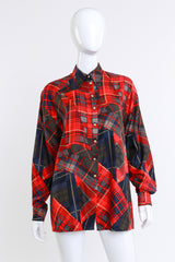 Escada Plaid Patchwork Print Silk Blouse @RECESS LA