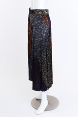 Vintage Escada Lace Print Silk Top & Skirt Set skirt side on mannequin @recess la