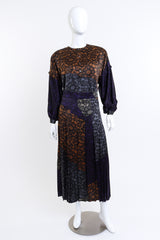 Vintage Escada Lace Print Silk Top & Skirt Set front on mannequin @recess la