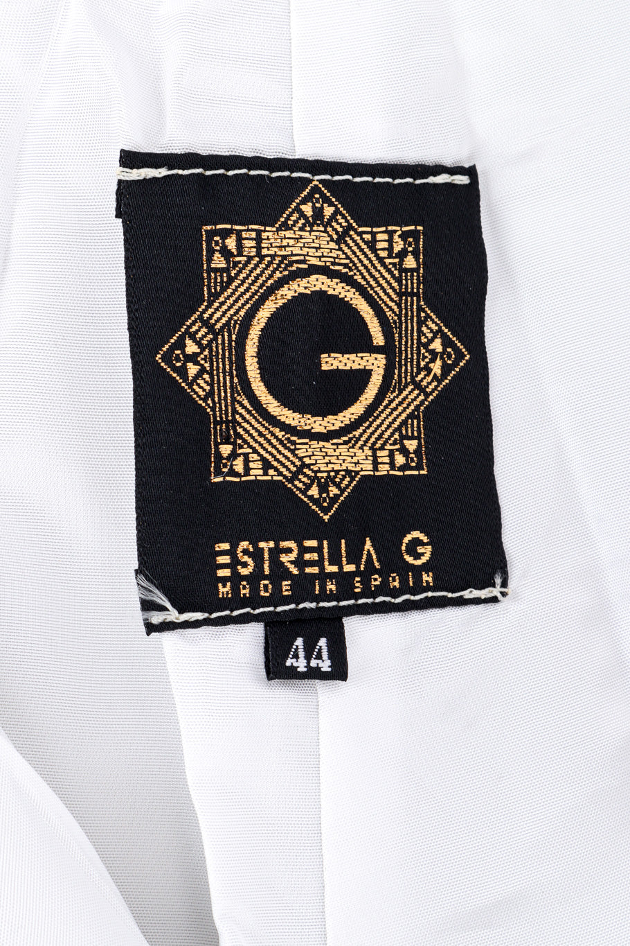 Vintage Estrella G Embroidered Leather Vest and Pant Set pant signature label closeup @Recessla