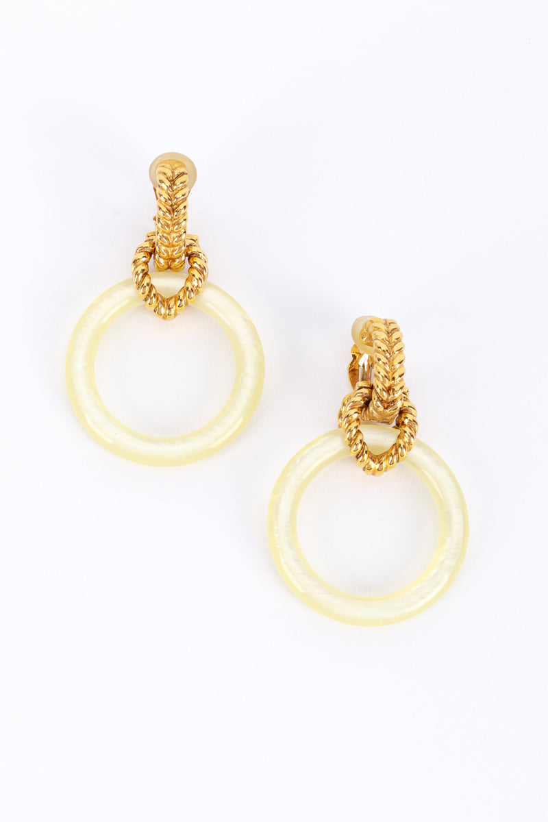 Vintage Goossens Pearlized Hoop Drop Earrings front @recess la