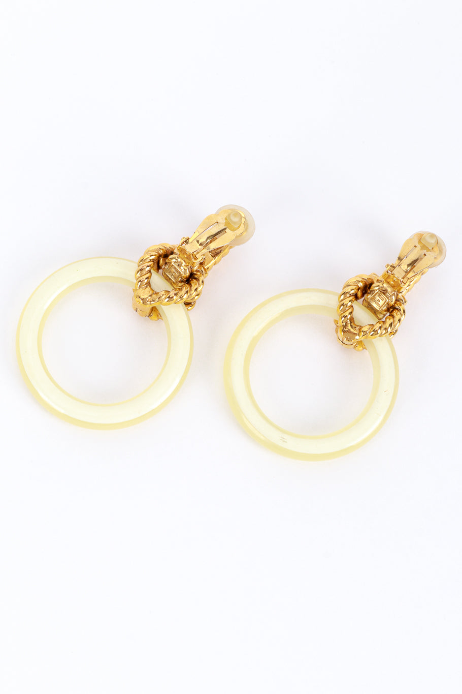 Vintage Goossens Pearlized Hoop Drop Earrings back @recess la