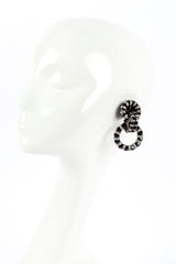 Striped Rhinestone Hoop Drop Earrings on mannequin @recessla