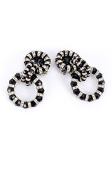 Striped Rhinestone Hoop Drop Earrings side by side @recessla