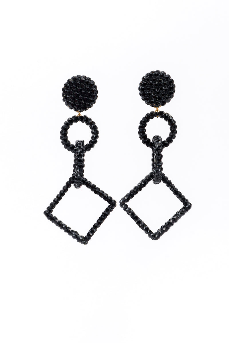 Vintage Richard Kerr Rhinestone Geometric Earrings II front @recess la