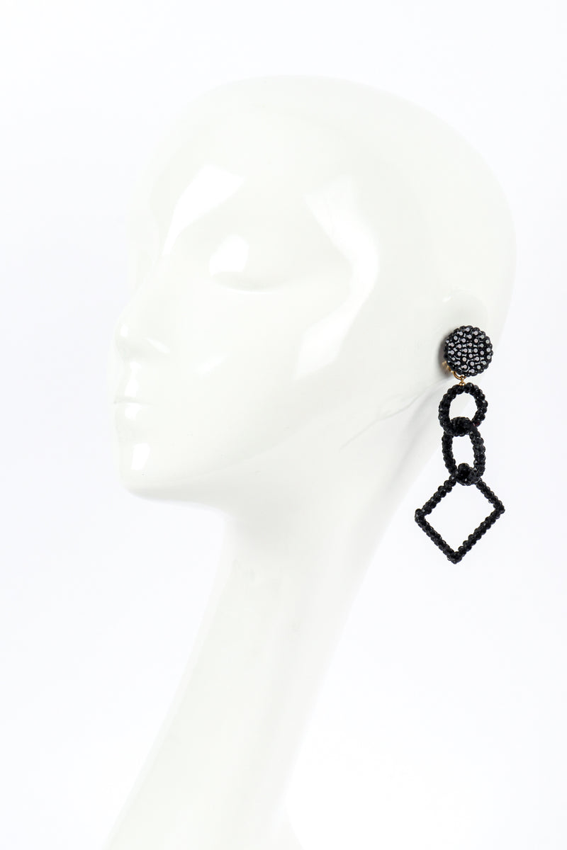 Vintage Richard Kerr Rhinestone Geometric Earrings II on mannequin @recess la