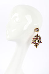 Vintage Crystal Flower Drop Earrings on mannequin @Recessla