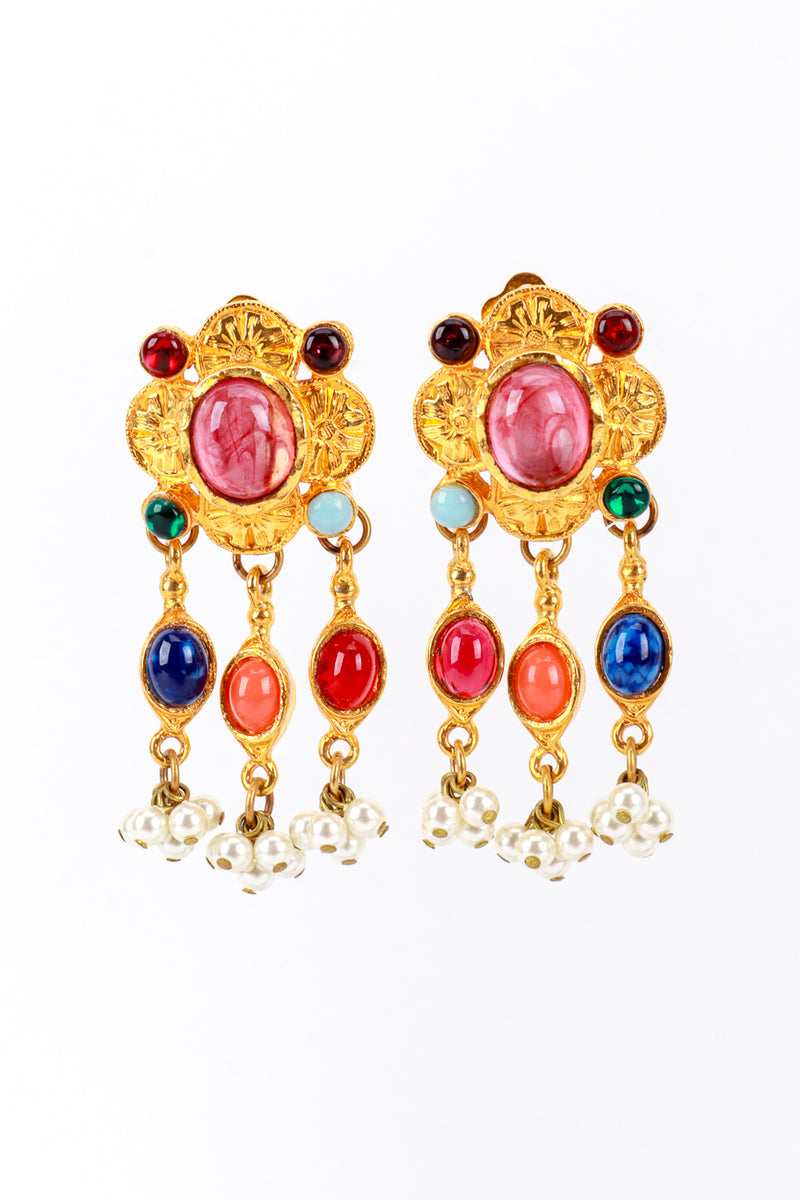 Kenneth Jay Lane Candy Cabochon Cross Drop Earrings @RECESS LA