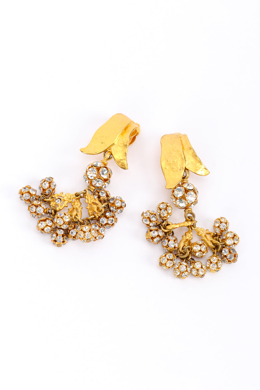 Vintage Deanna Hamro Leaf Crystal Drop Earring front @recessla